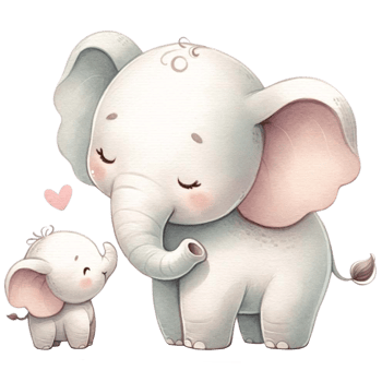 AI generated Mother and baby Elephant watercolor clipart.Ai Generate png