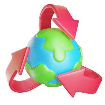 Green Earth 3d render on isolated background for Earth Day, recycle icon for the green globe,3d rendering illustration png