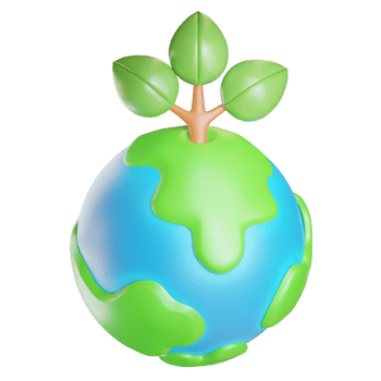 Green Earth 3d render on isolated background for Earth Day, recycle icon for the green globe,3d rendering illustration png