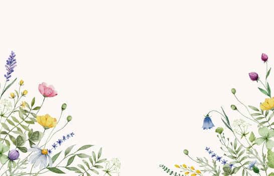 Wildflower Seamless Horizontal Border with Beautiful Meadow Flower vector