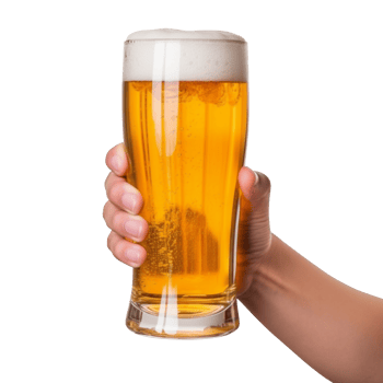 AI generated Male hand holding beer glass isolated on transparent background png