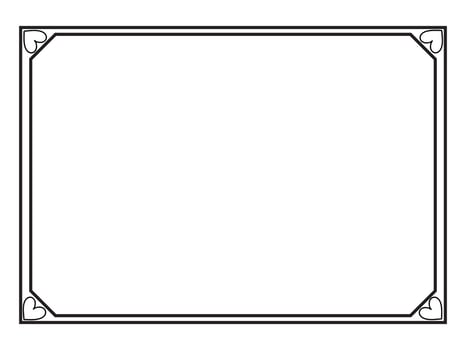 Hand drawn black lines art simple Horizontal heart shape border frame. Doodle sketch style decorative element vector for banner, poster, wedding