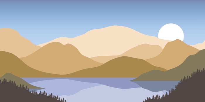 Mountain colors, translucent waves, sunset, abstract glass shapes, modern background, design vector illustration