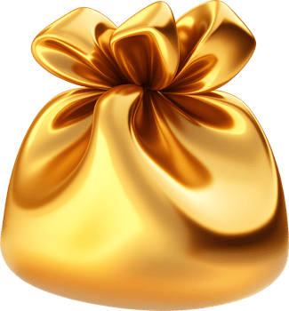 AI generated 3D gold money bag icon, PNG transparent