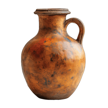 AI generated old clay jar isolated on transparent background ,generative ai png