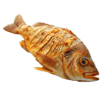 AI generated fried fish isolated on transparent background ,generative ai png
