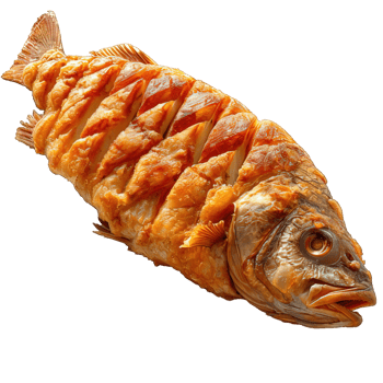 AI generated fried fish isolated on transparent background ,generative ai png