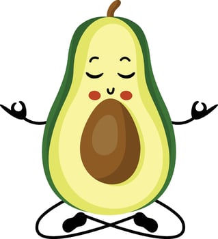 Cute avocado mascot doing yoga meditation vector
