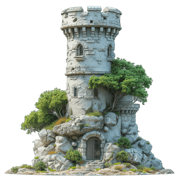 AI generated Castle Tower Isolated on Transparent Background ,generative ai png