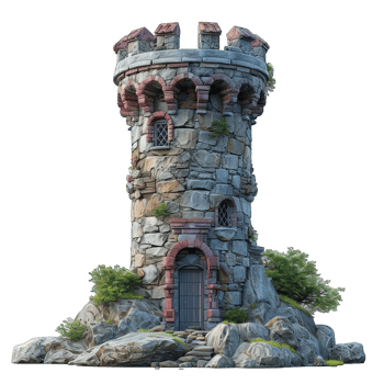 AI generated Castle Tower Isolated on Transparent Background ,generative ai png