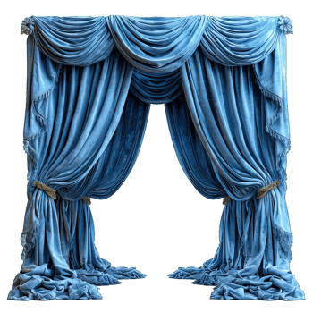 AI generated Blue curtain isolated on transparent background ,generative ai png
