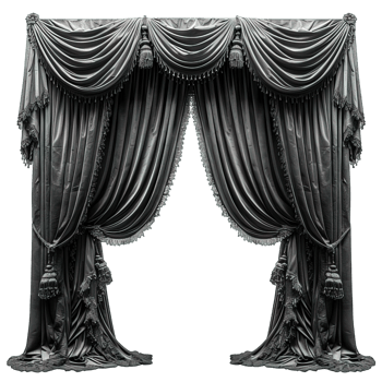 AI generated black curtain isolated on transparent background ,generative ai png