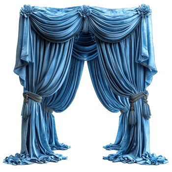 AI generated Blue curtain isolated on transparent background ,generative ai png