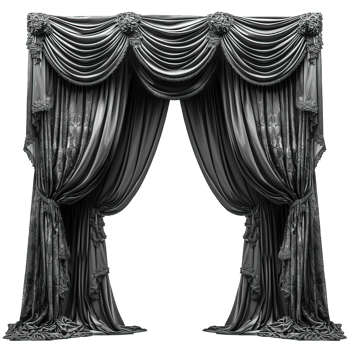 AI generated black curtain isolated on transparent background ,generative ai png
