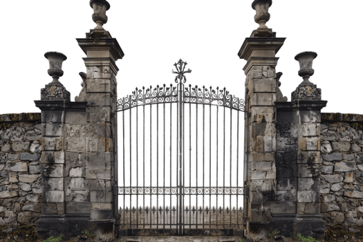 AI generated Medieval Stone Gate With Iron-Reinforced Doors Isolated png