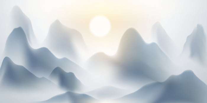 Modern design vector illustration of beautiful Chinese ink landscape painting.