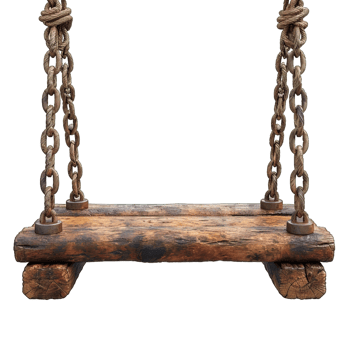 AI generated Wooden hanging swing isolated on transparent background ,generative ai png