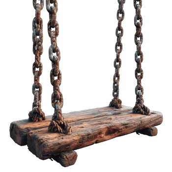 AI generated Wooden hanging swing isolated on transparent background ,generative ai png