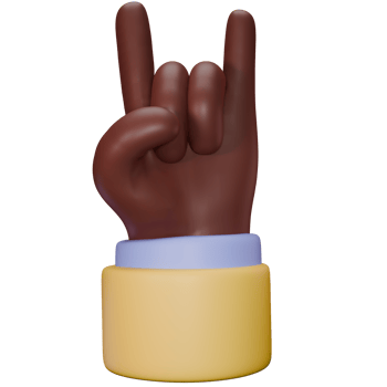 Brown skin hand sign 3D render cartoon style icon set isolate element png