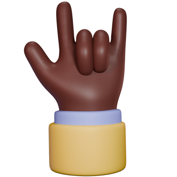 Brown skin hand sign 3D render cartoon style icon set isolate element png