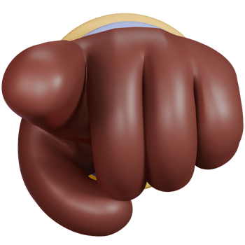 Brown skin hand sign 3D render cartoon style icon set isolate element png