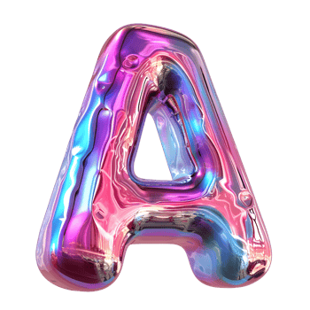 AI generated Dynamic Holographic Effect 3D Glossy Liquid Style for Letter A png