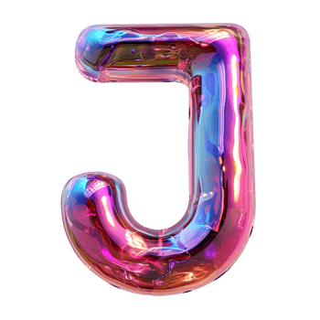 AI generated Mesmerizing Holographic Gradient 3D Letter J in Liquid Style png