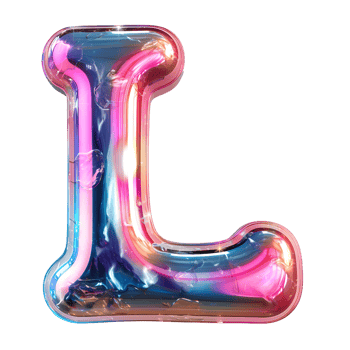 AI generated Mesmerizing Holographic Gradient 3D Letter L in Liquid Style png