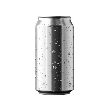 AI generated 330 ml aluminum beer can with water drops isolated on transparent background png