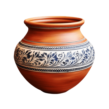 AI generated A colorful clay pot isolated on transparent background png