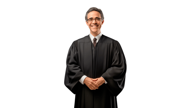 AI generated Happy lawyer cut out. Smiling lawyer man middle age on transparent background png