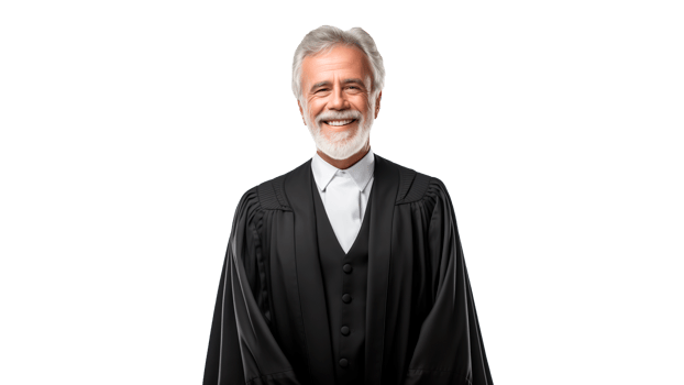 AI generated Happy lawyer cut out. Smiling lawyer man elderly age on transparent background png