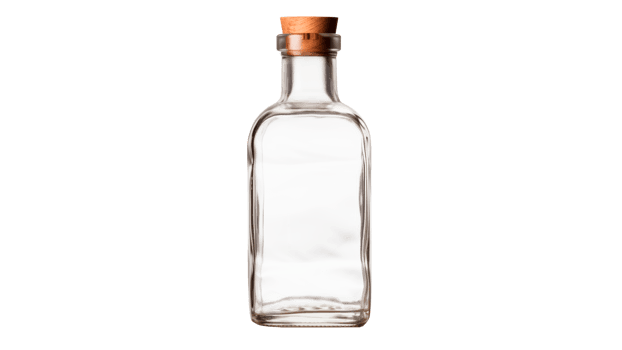 Glass bottle cut out. Bottle mockup on transparent background png