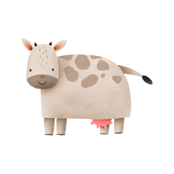 Cartoon cow with udder. Even-toed ungulates. Rural farm animals. Cute hand drawn children's illustration on isolated background. Illustration for children's books, t-shirt, posters, stickers or decor png