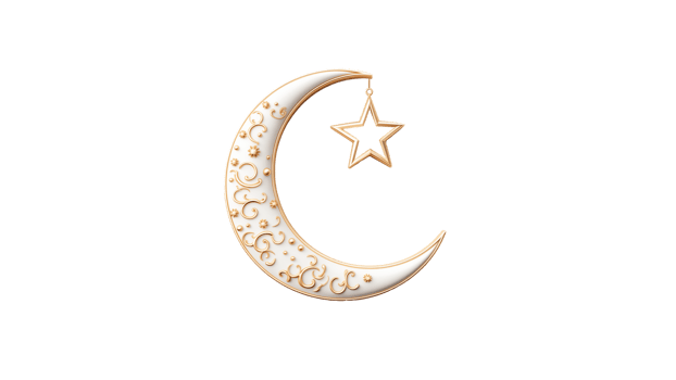 Ramadan crescent cut out. Islamic half moon crescent cutout. Eid mubarak crescent png