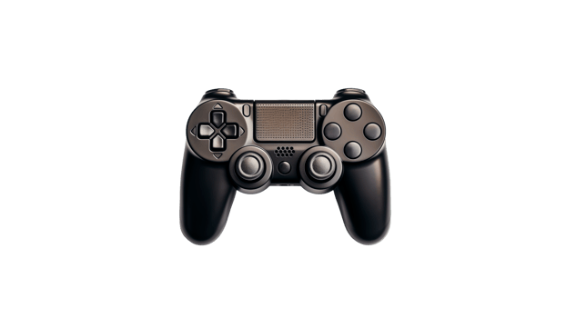 Black gamepad cut out. Gamer joystick on transparent background. Gamepad cutout png