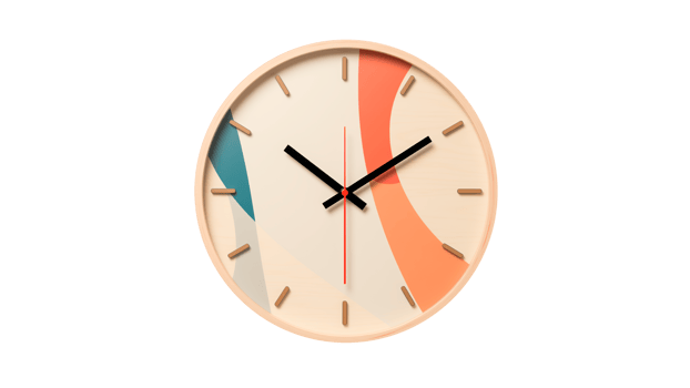 Isolated round wall clock cut out. Modern wall clock on transparent background png