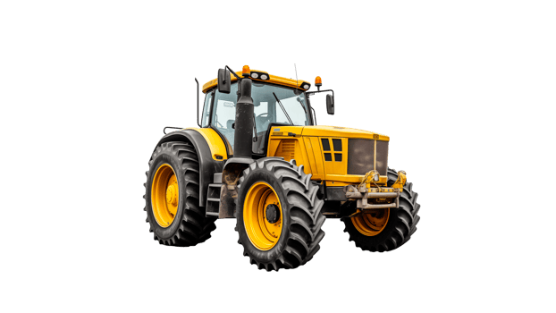 Yellow tractor cut out. Work tractor on transparent background png
