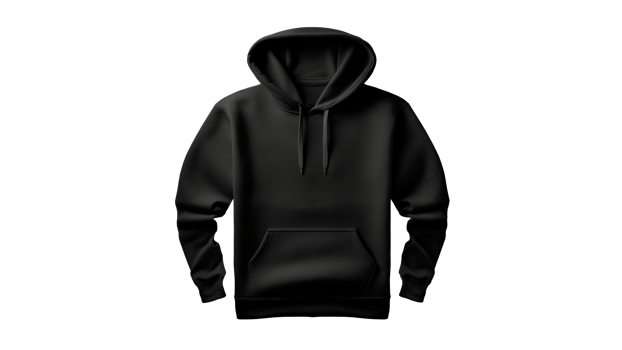 AI generated Black hoodie mockup cut out. Black sweatshirt on transparent background png