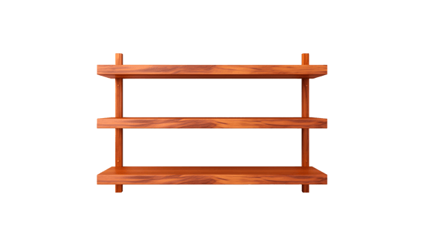 AI generated Wooden shelf cut out. Isolated wooden shelf on transparent background png