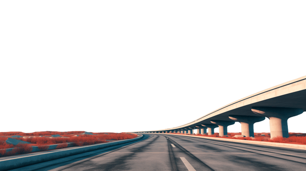 AI generated Road view with transparent sky cut out. Isolated freeway road with transparent sky png