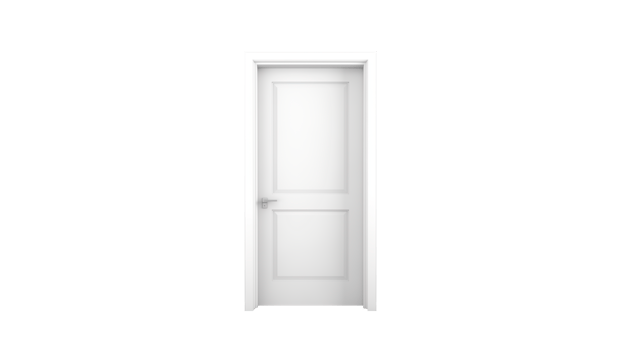 AI generated White room door cut out. Isolated white door on transparent background png