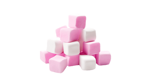 Pink and white marshmallow cut out. Isolated marshmallow on transparent background png