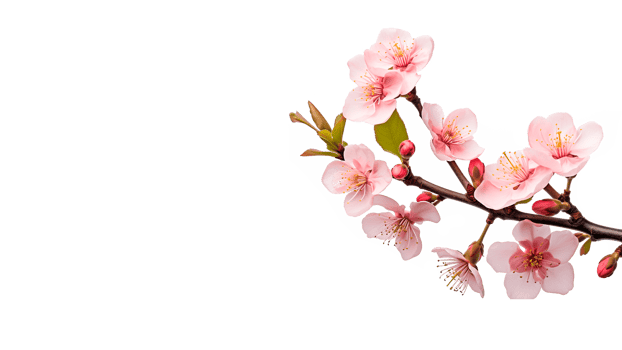 Spring flower tree cut out. Isolated spring branch with flower on transparent background png