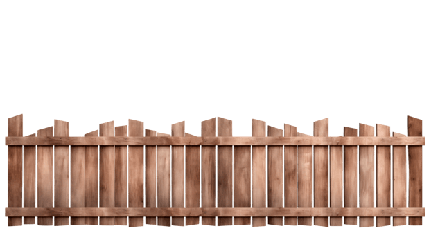 AI generated Wooden fence cut out. Isolated brown wooden fence on transparent background png