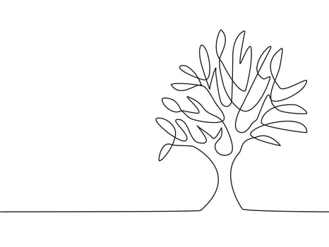 Continuous line drawing of trees vector