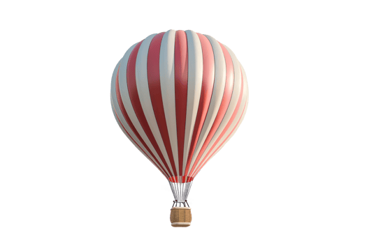 AI generated Striped hot air balloon in the sky png