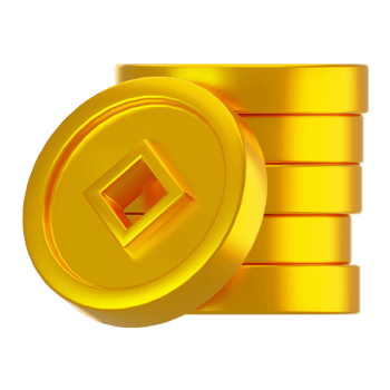 3d rendering gold coin stack icon. Chinese new year icon concept png