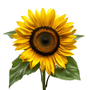 AI generated Sunflower PNG. Sunflower flower isolated. Yellow sunflower fully bloomed PNG. Sunflower flat lay PNG. Yellow flower isolated png