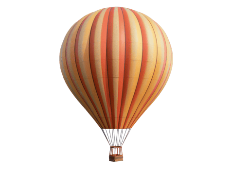 AI generated Striped hot air balloon in the sky png